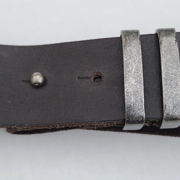 FREE PEOPLE Rustic Leather Belt Sz XS/S Black Prong Closure 2 Metal Loops NWOT - Picture 9 of 9